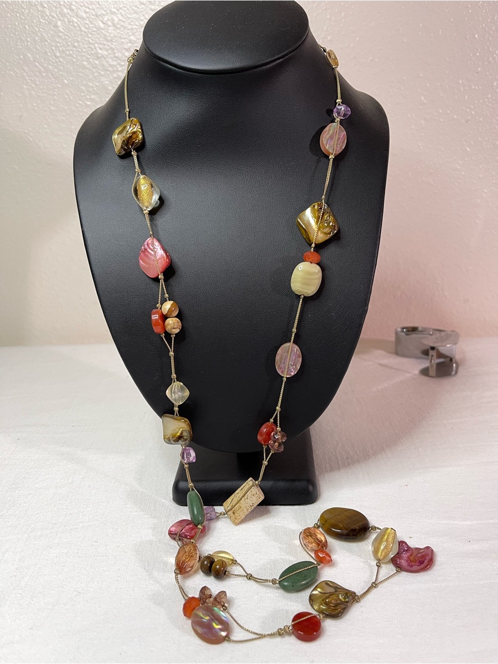 Lia Sophia Multi-Color Multi-Shape Shells & Stones Gold Tone Chain Necklace - Picture 4 of 9